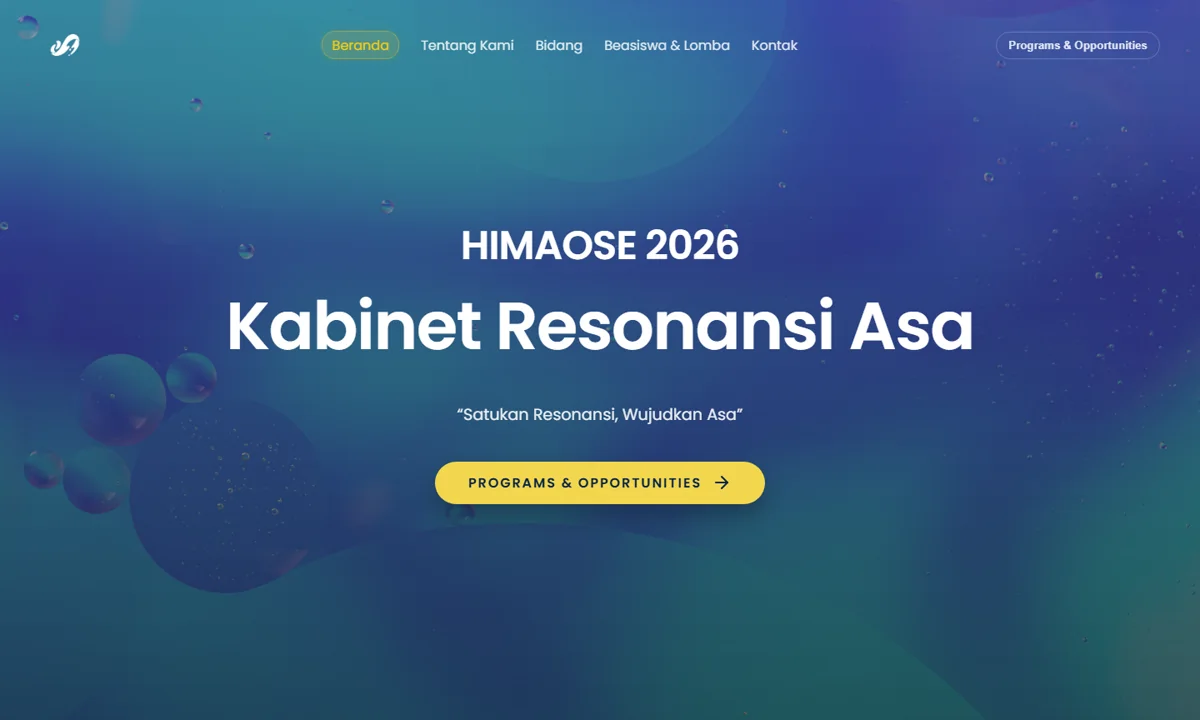 Landing page portal web Himpunan Mahasiswa Oseanografi HIMA OSE