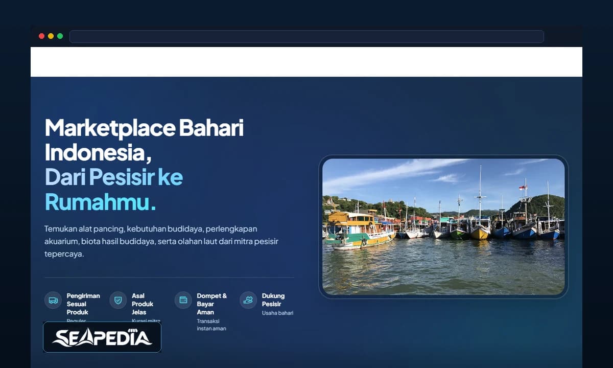 Pratinjau antarmuka marketplace bahari SEAPEDIA